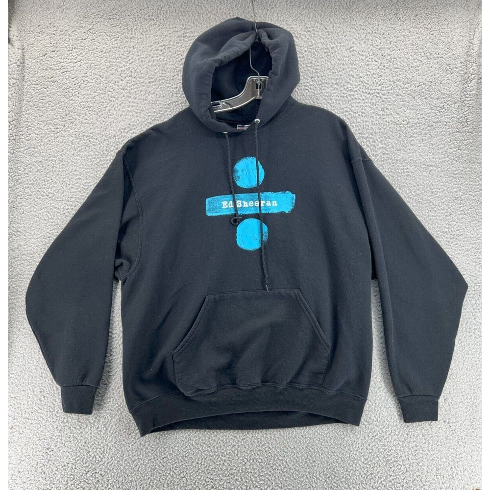 ED SHEERAN DIVIDE TOUR Concert‎ Hoodie Men's XL JERZEES Label Black LS Pullover